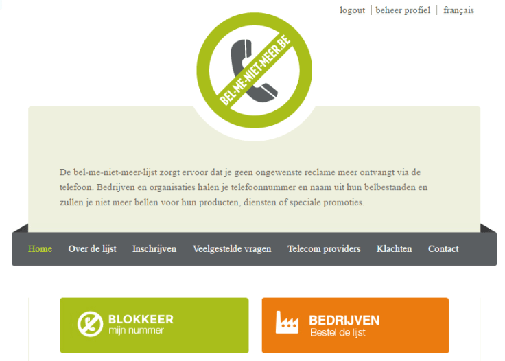 Bel mij niet meer lijst